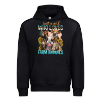 Black Just A Girl Who Loves Farm Animals Urban Hoodie - BundleAndBundleShop