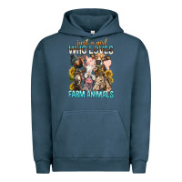 Pigment Midnight Navy Just A Girl Who Loves Farm Animals Urban Hoodie - BundleAndBundleShop