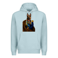 Blue Mist Pet Portraits, Custom Pet Portraits, Renaissance Pet Portraits, Custom Premium Hoodie - RanaPortraitStore