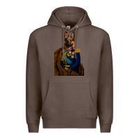 Coffee Pet Portraits, Custom Pet Portraits, Renaissance Pet Portraits, Custom Premium Hoodie - RanaPortraitStore
