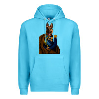 Ocean Blue Pet Portraits, Custom Pet Portraits, Renaissance Pet Portraits, Custom Premium Hoodie - RanaPortraitStore