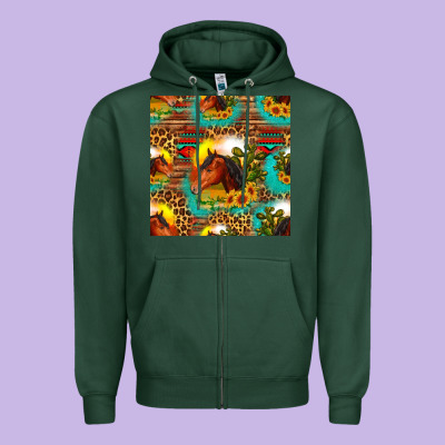 Desert Horse Seamless Patern Zipper Hoodie Designed By Hra Design Shop