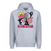 Heather Grey retro gymnastics Premium Hoodie - MaliasSmallBusiness