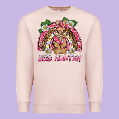 Easter Pink Camouflage Egg Hunter  Bunny Rainbow Premium Sweatshirt Designed By Barkaloodesign