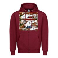 Burgundy dad life fist bump seamless pattern Zipper Hoodie - HRA Design Shop