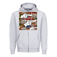 Heather Grey dad life fist bump seamless pattern Zipper Hoodie - HRA Design Shop