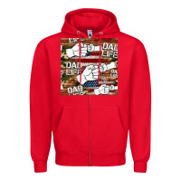 Red dad life fist bump seamless pattern Zipper Hoodie - HRA Design Shop
