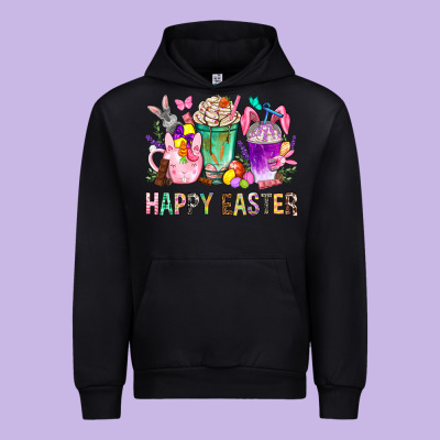 Happy Easter Coffee Cups With Bunny Urban Hoodie Designed By Bundleandbundleshop