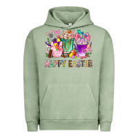 Pigment Oil Green Happy Easter Coffee Cups With Bunny Urban Hoodie - BundleAndBundleShop