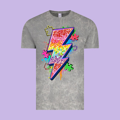 Lightning Bolt Autism Vintage Tee Designed By Zillion Design Studio