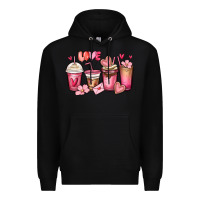 Black valentines day coffee cups Premium Hoodie - MaliasSmallBusiness