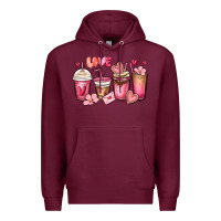 Burgundy valentines day coffee cups Premium Hoodie - MaliasSmallBusiness