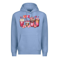 Colony Blue valentines day coffee cups Premium Hoodie - MaliasSmallBusiness
