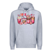 Heather Grey valentines day coffee cups Premium Hoodie - MaliasSmallBusiness