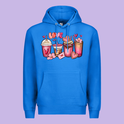 Valentines Day Coffee Cups Premium Hoodie Designed By Maliassmallbusiness