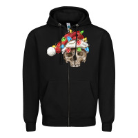 Black Christmas skull with santa hat Zipper Hoodie - FaDigitalArtStudio
