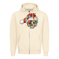 Sandshell Christmas skull with santa hat Zipper Hoodie - FaDigitalArtStudio