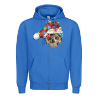True Royal Christmas skull with santa hat Zipper Hoodie - FaDigitalArtStudio