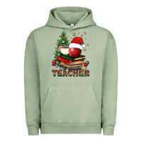 Pigment Oil Green Teacher With Christmas Tree Urban Hoodie - BundleAndBundleShop