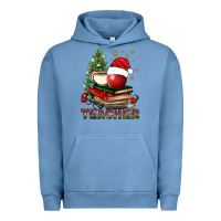 Pigment Pebble Blue Teacher With Christmas Tree Urban Hoodie - BundleAndBundleShop