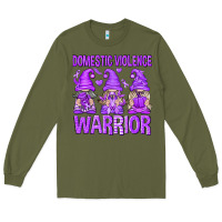Army Green Domestic Violence Warrior Gnomes Long Sleeve Tee - texasbilliewilder