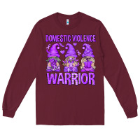 Burgundy Domestic Violence Warrior Gnomes Long Sleeve Tee - texasbilliewilder