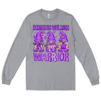 Heather Grey Domestic Violence Warrior Gnomes Long Sleeve Tee - texasbilliewilder