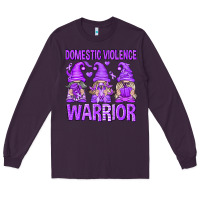 Plum Domestic Violence Warrior Gnomes Long Sleeve Tee - texasbilliewilder