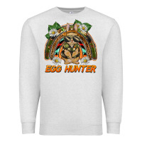 Oatmeal Heather easter egg hunter  rabbit rainbow Premium Sweatshirt - BarkalooDesign