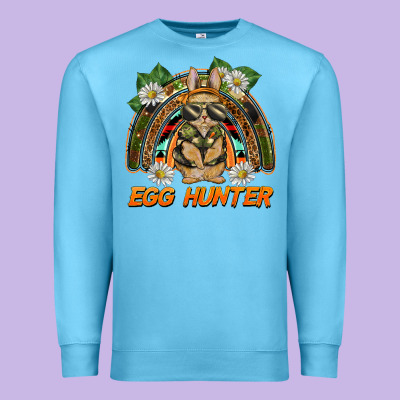 Easter Egg Hunter  Rabbit Rainbow Premium Sweatshirt Designed By Barkaloodesign