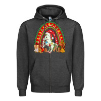 Charcoal Heather Christmas Unicorn Rainbow Zipper Hoodie - FaDigitalArtStudio
