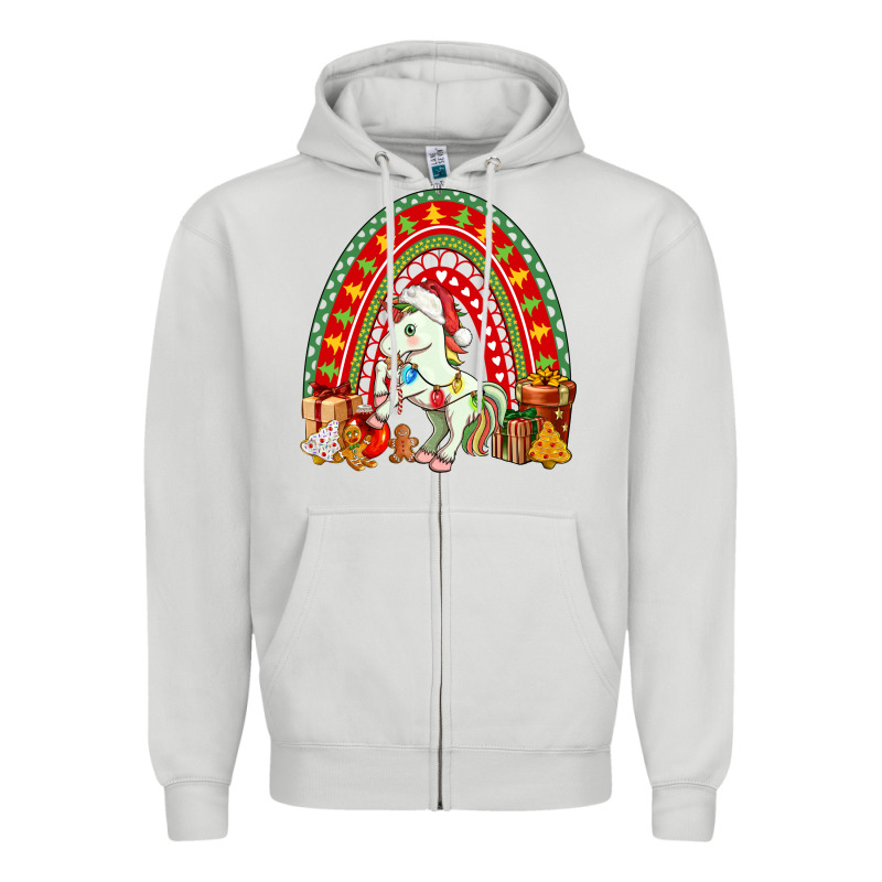Christmas Unicorn Rainbow Zipper Hoodie by FaDigitalArtStudio | Teevron