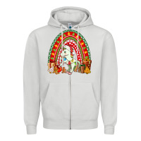 Dove Grey Christmas Unicorn Rainbow Zipper Hoodie - FaDigitalArtStudio