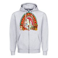 Heather Grey Christmas Unicorn Rainbow Zipper Hoodie - FaDigitalArtStudio