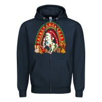 Navy Christmas Unicorn Rainbow Zipper Hoodie - FaDigitalArtStudio