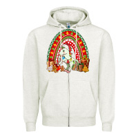Oatmeal Heather Christmas Unicorn Rainbow Zipper Hoodie - FaDigitalArtStudio