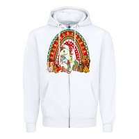 White Christmas Unicorn Rainbow Zipper Hoodie - FaDigitalArtStudio
