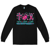 Black Faith Hope Cure Breast Cancer Awareness Long Sleeve Tee - texasbilliewilder