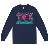 Navy Faith Hope Cure Breast Cancer Awareness Long Sleeve Tee - texasbilliewilder