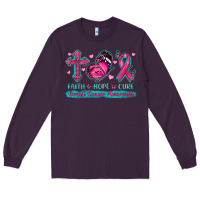 Plum Faith Hope Cure Breast Cancer Awareness Long Sleeve Tee - texasbilliewilder
