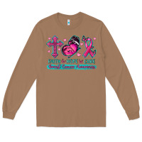 Toasted Coconut Faith Hope Cure Breast Cancer Awareness Long Sleeve Tee - texasbilliewilder