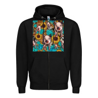 Black cute pig with patches seamless pattern Zipper Hoodie - HRA Design Shop