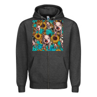Charcoal Heather cute pig with patches seamless pattern Zipper Hoodie - HRA Design Shop