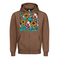 Chestnut cute pig with patches seamless pattern Zipper Hoodie - HRA Design Shop