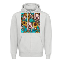Dove Grey cute pig with patches seamless pattern Zipper Hoodie - HRA Design Shop