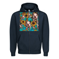 Navy cute pig with patches seamless pattern Zipper Hoodie - HRA Design Shop