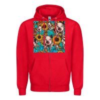 Red cute pig with patches seamless pattern Zipper Hoodie - HRA Design Shop