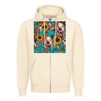 Sandshell cute pig with patches seamless pattern Zipper Hoodie - HRA Design Shop