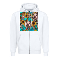 White cute pig with patches seamless pattern Zipper Hoodie - HRA Design Shop
