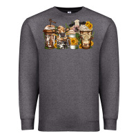 Charcoal Heather cows coffee cups Premium Sweatshirt - Jasminsmagicworld